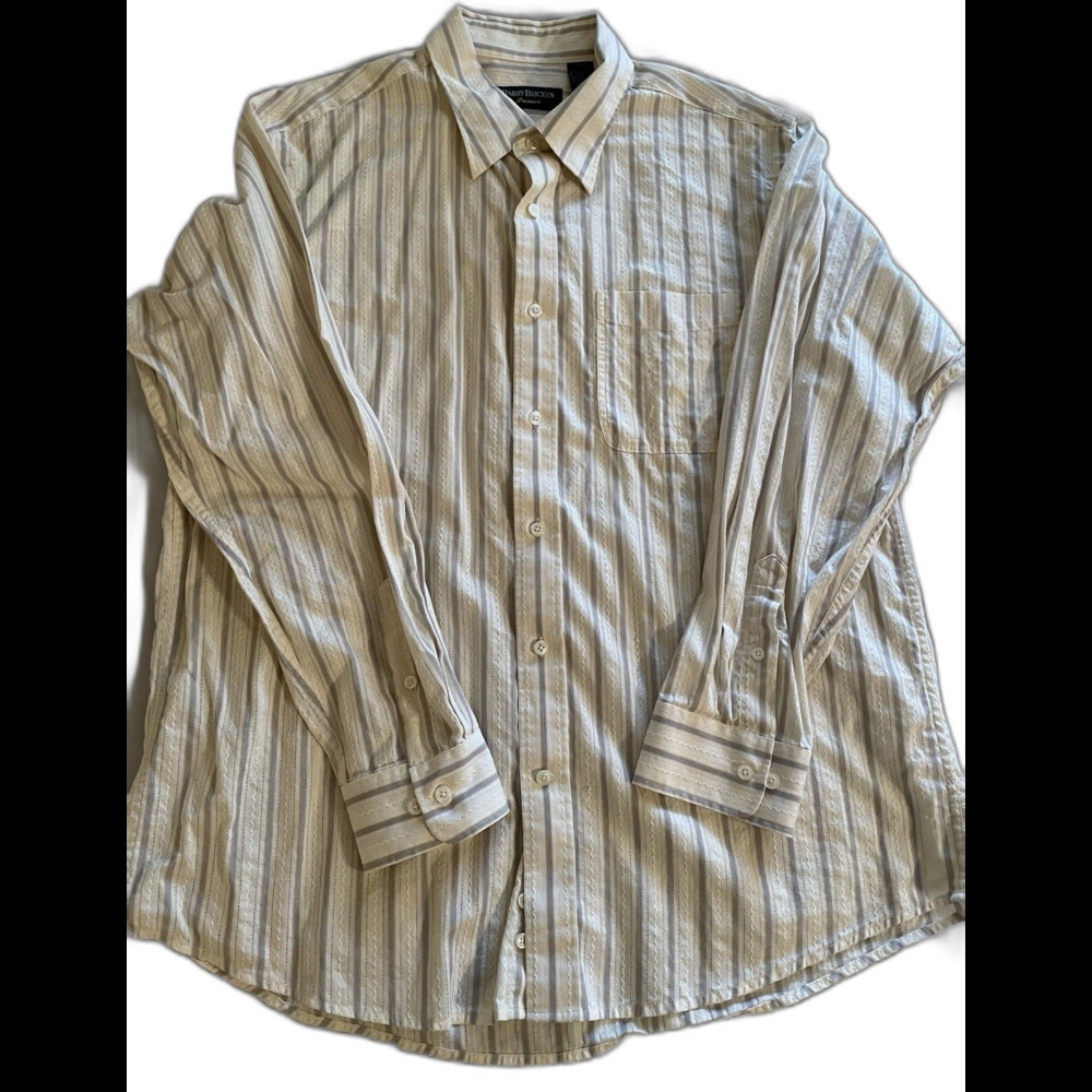 Barry Bricken Premier Shirt Men’s Size XXL Gray Stripe Long Sleeve